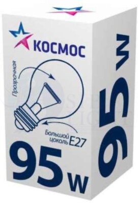 Лампа накаливания A50/A55 95Вт E27 220-240В прозр. КОСМОС LKsmSt55CL95E27v2 КОСМОС LKsmSt55CL95E27v2