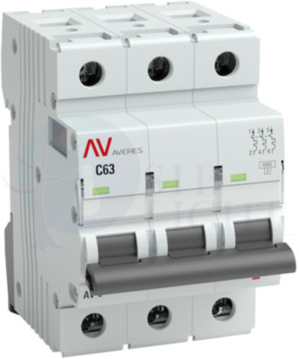 Выключатель автоматический AV-6 3P 10A (C) 6kA AVERES EKF mcb6-3-10C-av