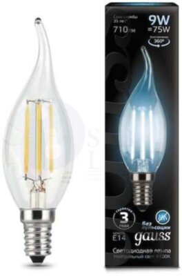 Лампа LED Filament Candle tailed E14 9W 4100K 1/10/50 Gauss 104801209