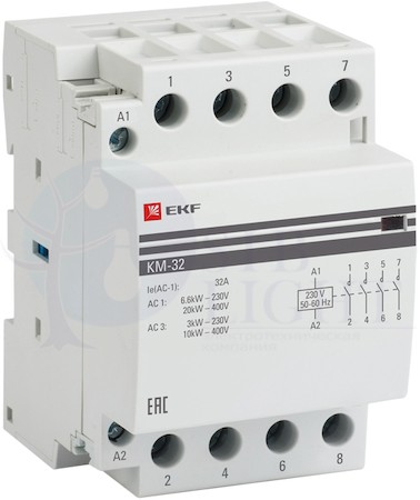 Контактор мод. КМ 16А 4NО (3 мод.) EKF km-3-16-40