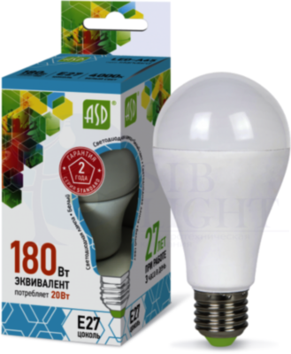 Лампа светодиодная LED-A60-standard 20Вт грушевидная 4000К белый E27 1800лм 160-260В ASD 4690612004204