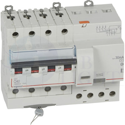 Дифференциальный автомат 4P 40А DX3 (тип AC, 10 кА) Legrand 411190
