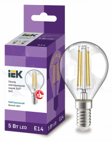 Лампа светодиодная G45 шар прозрачная 5Вт 230В 4000К E14 серия 360  IEK
