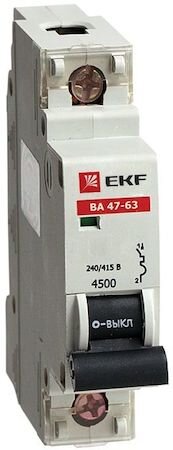 Автоматический выключатель ВА 47-63, 1P 16А (C) 4,5kA EKF mcb4763-1-16C