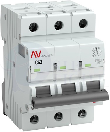 Выключатель автоматический AV-6 3P 32A (C) 6kA AVERES EKF mcb6-3-32C-av