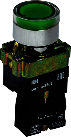 Кнопка управления LAY5-BW3361 с подсветкой зеленый 1з IEK BBT50-BW-K06