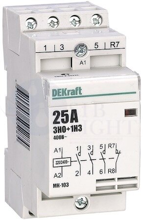 Модульный контактор 3НО+1НЗ 16А 230В МК-103 DEKraft 18054DEK