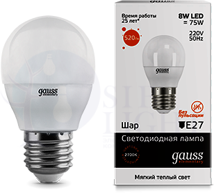 Лампа LED Elementary Globe 8W E27 3000K 1/10/50 Gauss 53218