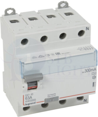Выключатель дифференциального тока 4P 63А 0.3А DX3 (тип А) Legrand 411781