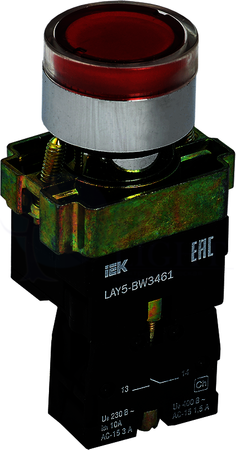 Кнопка управления LAY5-BW3461 с подсветкой красный 1з IEK BBT50-BW-K04