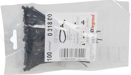 Colring Хомут монтажный ширина 2.4 мм - длина 95 мм черный (упак=100 шт.) Legrand 031800