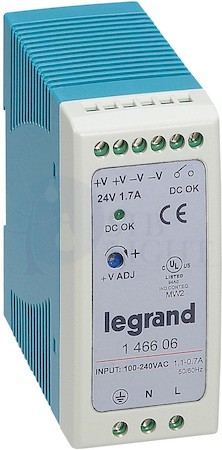 1-фазный Импульсный источник питания 24В 40Вт 1,7A Legrand 146606