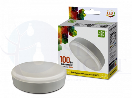 Лампа светодиодная LED-GX53-standard 10Вт таблетка 3000К тепл. бел. GX53 900лм 160-260В ASD 4690612005119