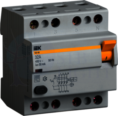 Выключатель дифференциальный ВД1-63 (УЗО) 4Р 16А 300мА IEK MDV10-4-016-300