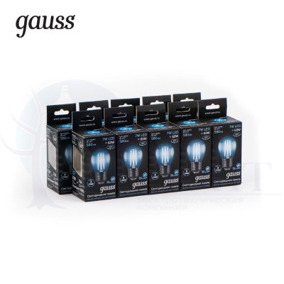 Лампа Gauss LED Filament Шар E27 7W 580lm 4100K 1/10/50