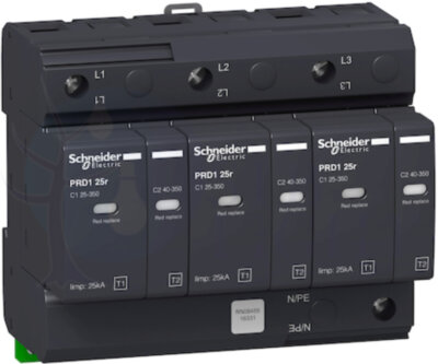 PRD1 25r ОПН 3-ПОЛЮСНЫЙ КЛАСС 1+2 СО СМЕННЫМИ КАРТРИДЖАМИ Schneider Electric 16331