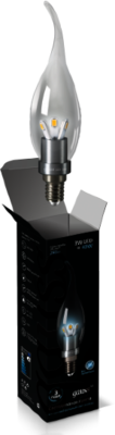 Лампа Gauss LED Candle Tailed Crystal clear 3W E14 4100K 1/10/100