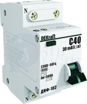 Дифференциальный автомат 1P+N 16А ДИФ-102 (тип AC, 4.5 кА) DEKraft 16003DEK
