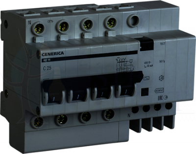 Дифференциальный автомат 4P 40А АД-14 (тип AC, 4.5 кА) IEK MAD15-4-040-C-030