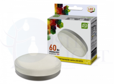 Лампа светодиодная LED-GX53-standard 6Вт таблетка 3000К тепл. бел. GX53 540лм 160-260В ASD 4690612005072