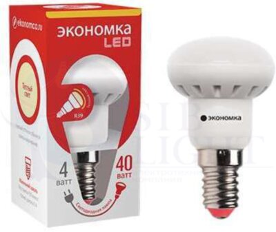 Лампа светодиодная R39 рефлектор 4Вт 260Лм 230В 3000К E14 ЭКОНОМКА Eco_LED4wR39E1430