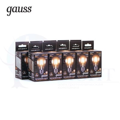 Лампа Gauss LED Filament A60 E27 10W 930lm 2700К 1/10/40