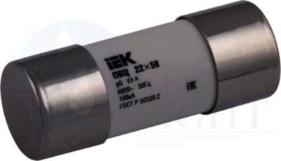 Вставка плавкая цилиндрическая ПВЦ 22х58 gG 63А ИЭК IEK CFL22-063