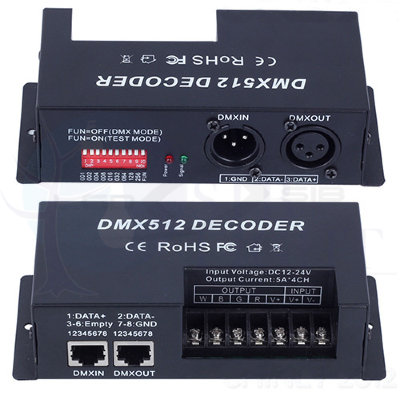 Контроллер LS DMX 512 4канала, 12-24V по 4А на канал(16А)