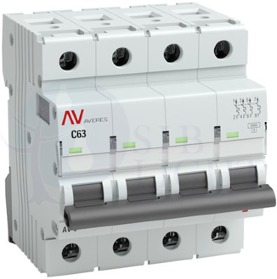 Выключатель автоматический AV-6 4P 16A (B) 6кА AVERES EKF mcb6-4-16B-av
