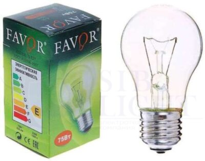 Лампа накаливания Б 230-75 75Вт E27 230В инд. ал. (100) Favor 8101403 Favor 8101403