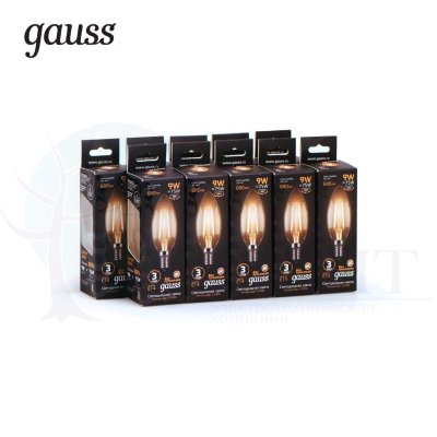 Лампа Gauss LED Filament Свеча E14 9W 680lm 2700К 1/10/50