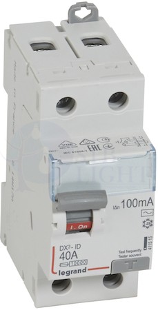 Выключатель дифференциального тока 2P 40А 0.1А DX3 (тип AC) Legrand 411515