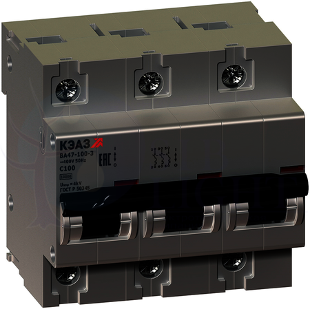 Автомат 3P 80А ВА47-100 (10 кА, D) КЭАЗ 141631