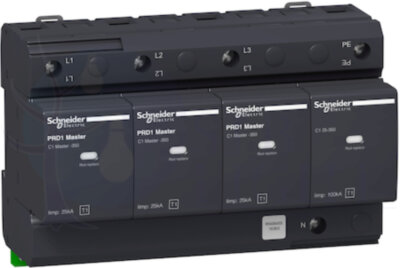PRD1 MASTER ОПН 3 ПОЛЮСА И НЕЙТРАЛЬКЛАСС 1 СО СМЕННЫМИ КАРТРИДЖАМИ Schneider Electric 16363