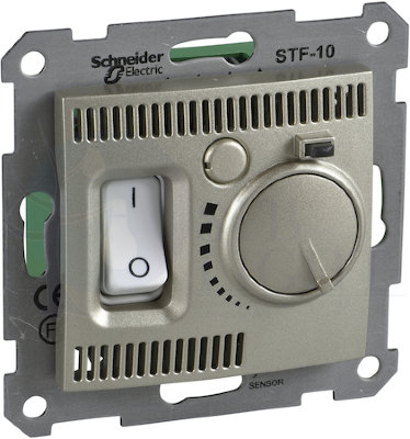 Термостат Sedna для теплых полов +5…+50 С (10 А, 220 В, под рамку, с/у, титан) Schneider Electric SDN6000368