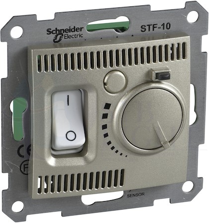 Термостат Sedna для теплых полов +5…+50 С (10 А, 220 В, под рамку, с/у, титан) Schneider Electric SDN6000368