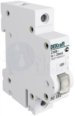 Лампа сигнальная на DIN-рейку 1P Цвет:БЕЛЫЙ LED Л DEKraft 18010DEK