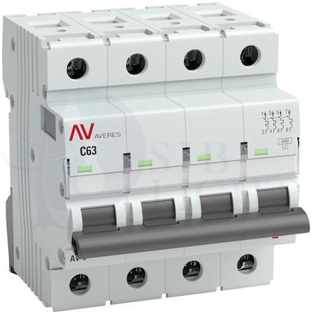 Выключатель автоматический AV-6 4P 20A (D) 6kA AVERES EKF mcb6-4-20D-av