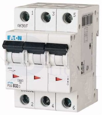 Выключатель автоматический модульный 3п C 32А 6кА PL6-C32/3 EATON 286604