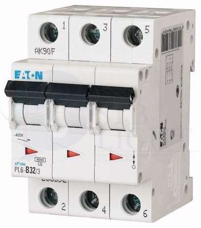 Выключатель автоматический модульный 3п C 32А 6кА PL6-C32/3 EATON 286604