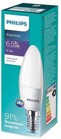 PH Лампа ESSLEDCandle 6.5-75W E14 840 B35ND Philips 929001886607