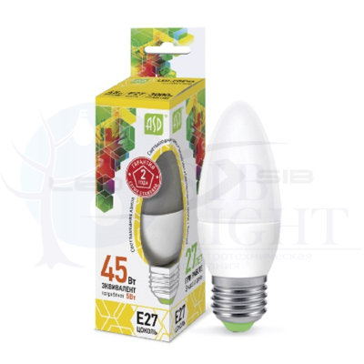 Лампа сд LED-СВЕЧА-standard 5.0W 230V Е27 450Lm