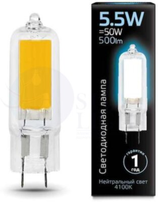 Лампа LED G4 AC220-240V 5.5W 4100K Glass 1/10/200 Gauss 107807205
