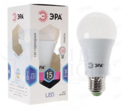 Лампа светодиодная LED A60-15W-840-E27(диод,груша,15Вт,нейтр,E27) ERA Б0033183