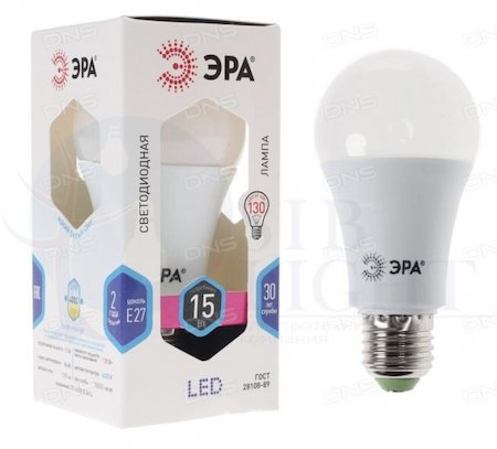 Лампа светодиодная LED A60-15W-840-E27(диод,груша,15Вт,нейтр,E27) ERA Б0033183
