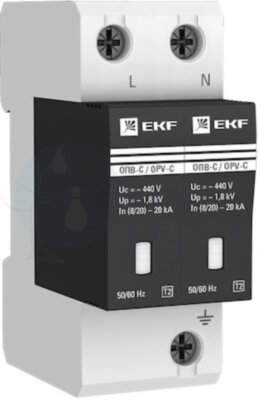 Ограничитель импульсных напряжений ОПВ-C/2P In 20кА 400В с сигн. PROxima EKF opv-c2