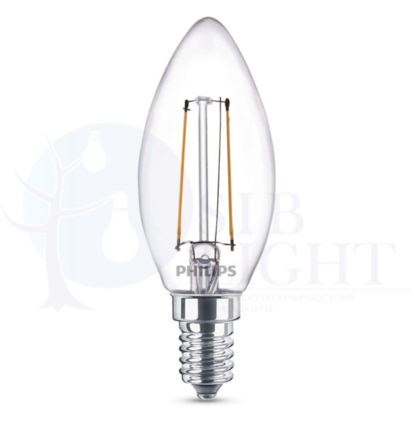 Светодиодная лампа Philips E14 2W = 25W теплый свет филаментная арт. 929001238308