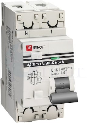 Дифференциальный автомат АД-32 1P+N 32А/30мА (тип А) PROxima EKF DA32-32-30-a-pro
