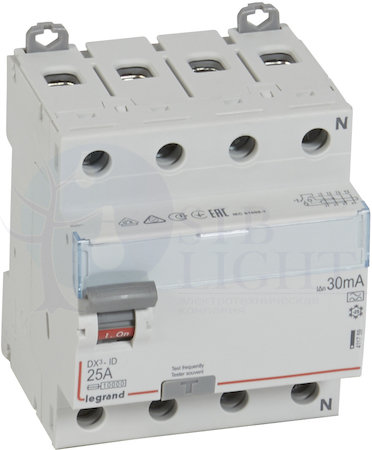 Выключатель дифференциального тока 4P 25А 0.03А DX3 (тип А) Legrand 411759