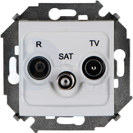 Розетка телевизионная Simon 15 (R+TV+SAT, под рамку, с/у, белая) Simon 1591466-030